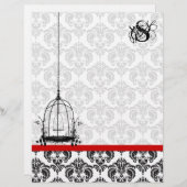 ヴィンテージバードケージレッドダマスクモノグラムレターヘッド (正面/裏面)