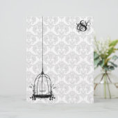 ヴィンテージバードケージレッドダマスクモノグラムレターヘッド (スタンド正面)