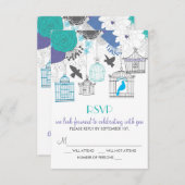 ヴィンテージバードケージ春フローラRSVPカード 出欠カード (正面/裏面)