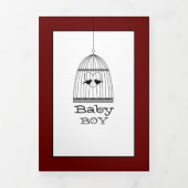 ヴィンテージバードケージ4フォトコラージュベビー誕生 三つ折り案内状 (カバー)