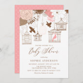 ヴィンテージバードケージ&フラワーベビーシャワー招待状 招待状 (正面/裏面)