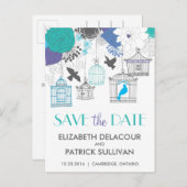 ヴィンテージバードケージ&フラワーポストカードを保存 案内ポストカード (正面/裏面)