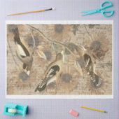 ヴィンテージバードコラージュティッシュペーパー 薄葉紙 (クラフト)