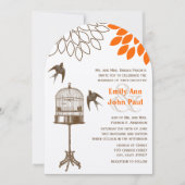 ヴィンテージバードサンゴスターバスト花結婚式の招待 招待状 (正面)