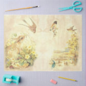 ヴィンテージバードシリーズデザイン8 薄葉紙 (クラフト)