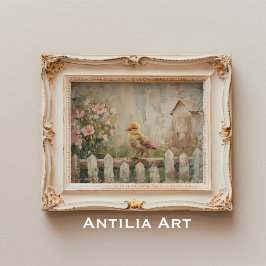 ヴィンテージバードスプリングタイ絵画ムズカントリーファームハウス ポスター