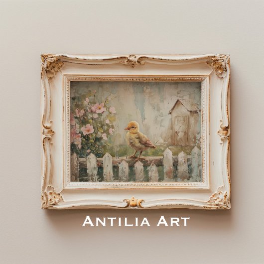 ヴィンテージバードスプリングタイ絵画ムズカントリーファームハウス ポスター