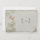 ヴィンテージバードダマスクウェディング招待状 招待状 (裏面)