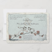ヴィンテージバードダマスクウェディング招待状 招待状 (正面)