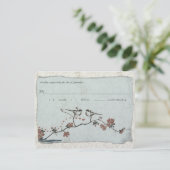 ヴィンテージバードダマスクウェディングRSVP 出欠カード (スタンド正面)