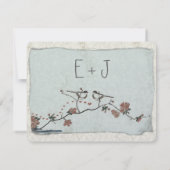 ヴィンテージバードダマスクウェディングRSVP 出欠カード (裏面)