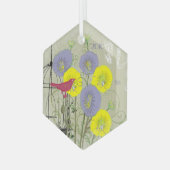 ヴィンテージバードダマスコバードケージクリスマスオーナメント ガラスオーナメント (正面左)