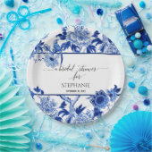 ヴィンテージバードチノイスリーネイビーBlフローラ水色 ペーパープレート (パーティー)