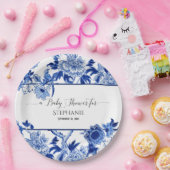 ヴィンテージバードチノイスリー海軍フローラベビーシャワー ペーパープレート (パーティー)