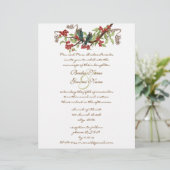 ヴィンテージバードティール(緑がかった色)&レッド結婚式招待状 (スタンド正面)