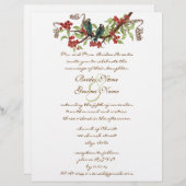 ヴィンテージバードティール(緑がかった色)&レッド結婚式招待状 (正面/裏面)