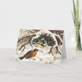 ヴィンテージバードテーマのクリスマスホリデーカード シーズンカード (正面)