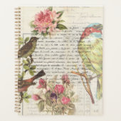 ヴィンテージバードデカップボタニカルエフェメラ プランナー手帳 (正面)