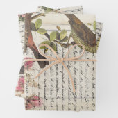 ヴィンテージバードデカップボタニカルエフェメラ ラッピングペーパーシート (インサイチュ)