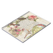 ヴィンテージバードデカップボタニカルグログランリボン ノートブック (左側)