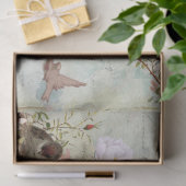 ヴィンテージバードネストガールフランスのスクリプトの切り離し 薄葉紙 (ギフト)