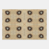 ヴィンテージバードネスト古いアンティーク茶色の卵 ラッピングペーパーシート (正面2)