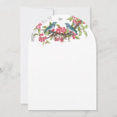 ヴィンテージバードハニーサックルティール（緑がかった色）&ピンク 招待状 (裏面)