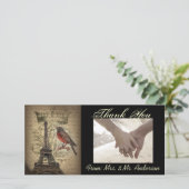 ヴィンテージバードパリエッフェルタワー結婚ズ サンキューカード (スタンド正面)