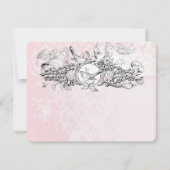 ヴィンテージバードピンクミュージカルスクロールウェディングRSVP 出欠カード (裏面)