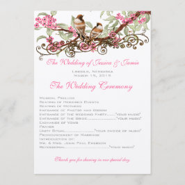 ヴィンテージバードピンク結婚の花 プログラム