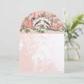 ヴィンテージバードピーチオークの木の結婚巻物 招待状 (スタンド正面)