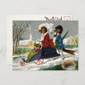 ヴィンテージバードファミリークリスマスポストカード ポストカード (正面/裏面)