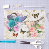 ヴィンテージバードフラワー&バタフライアートDecompage 薄葉紙 (クラフト)