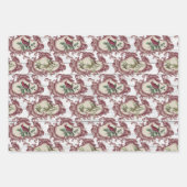 ヴィンテージバードフレームフローラクリスマス  ラッピングペーパーシート (正面3)