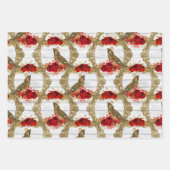 ヴィンテージバードフレームフローラクリスマス  ラッピングペーパーシート (正面)