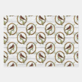 ヴィンテージバードフレームフローラクリスマス  ラッピングペーパーシート (正面3)