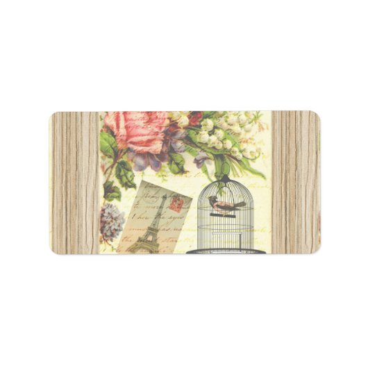 ヴィンテージバードフローラフランスのパリエッフェルタワー ラベル (正面)