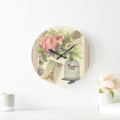 ヴィンテージバードフローラフランスのパリエッフェルタワー ラージ壁時計 (ホーム)