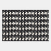 ヴィンテージバードブラックイラストレーション ラッピングペーパーシート (正面3)