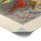 ヴィンテージバードブラックレッドイエロープリント ポスター (角)