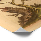 ヴィンテージバードブルーオレンジプリント ポスター (角)