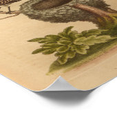 ヴィンテージバードブルーブラウンネストプリント ポスター (角)