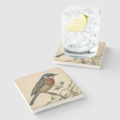 ヴィンテージバードプリントストーンコースター ストーンコースター (横)