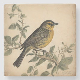 ヴィンテージバードプリントストーンコースター ストーンコースター