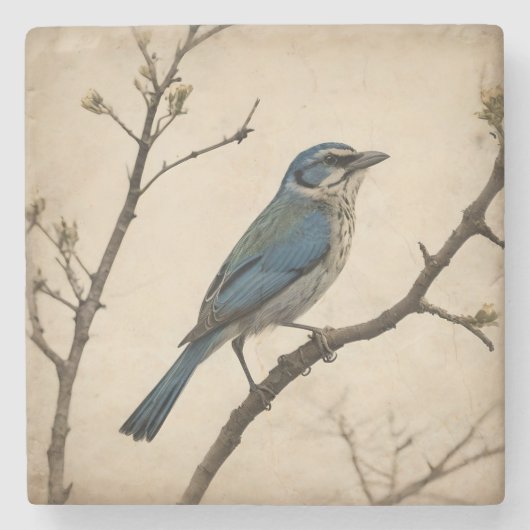 ヴィンテージバードプリントストーンコースター ストーンコースター (正面)