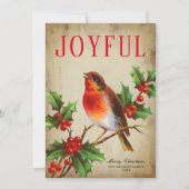 ヴィンテージバードホリー葉ズノンフォトホリデーカード (正面)