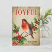 ヴィンテージバードホリー葉ズノンフォトホリデーカード (スタンド正面)