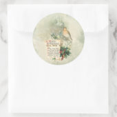 ヴィンテージバードホリー&ハッピークリスマススクロール ラウンドシール (バッグ)