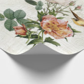 ヴィンテージバードボタニカルフラワーエフエメラデクページ ラッピングペーパー (角)