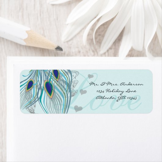 ヴィンテージバードミュージカルラブピーコックフェザーアドレス ラベル (インサイチュ)